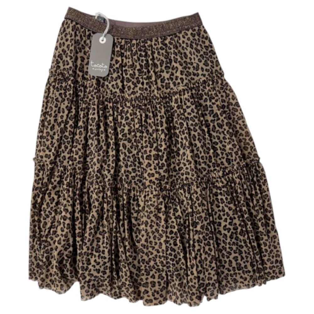 TOCOTO VINTAGE - ANIMAL PRINT MIDI SKIRT - BROWN/TAN - 6Y- NWT